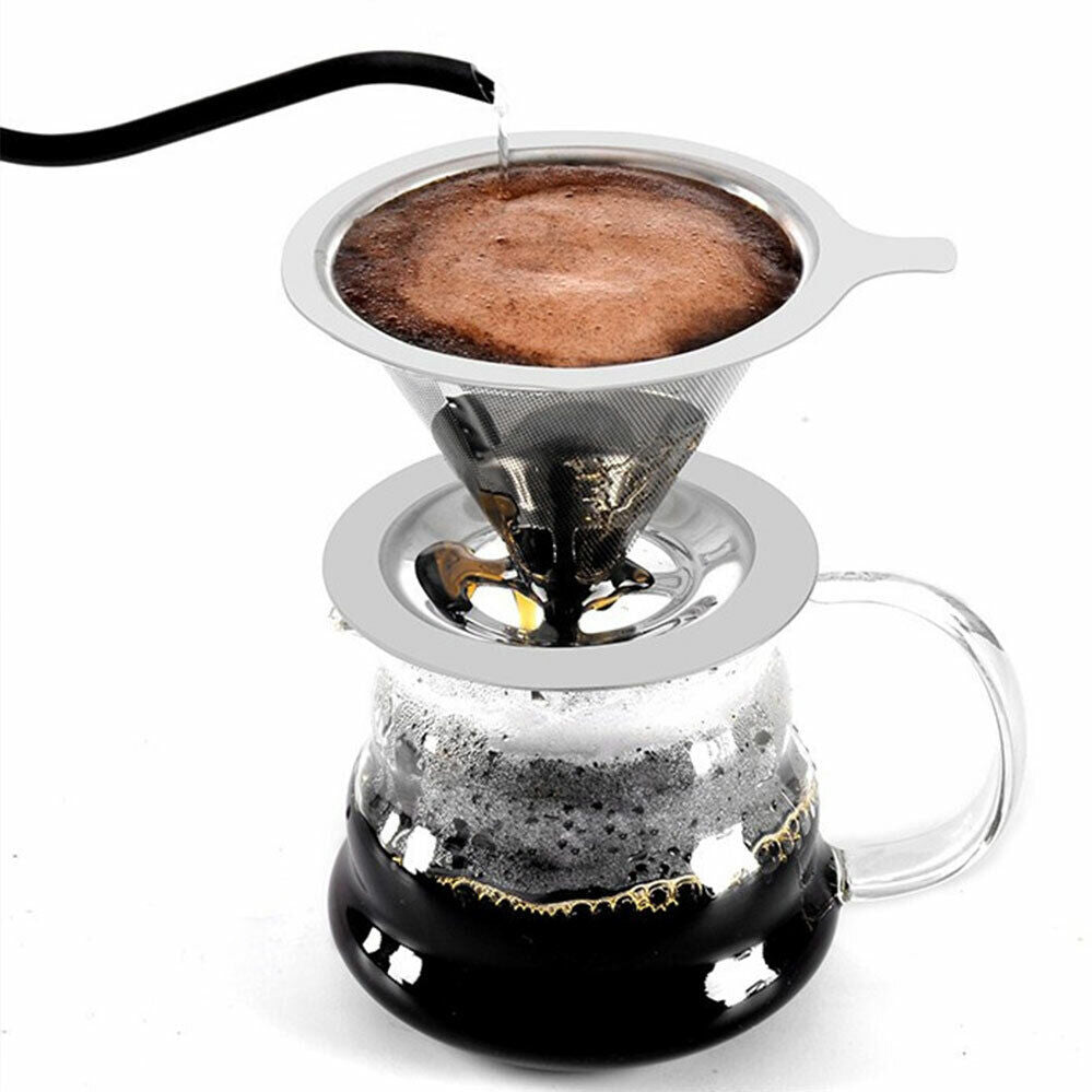 CLEARANCE- Reusable Coffee Tea Cup Drip Filter Mesh Holder Stainless Steel Pour Over Funnel
