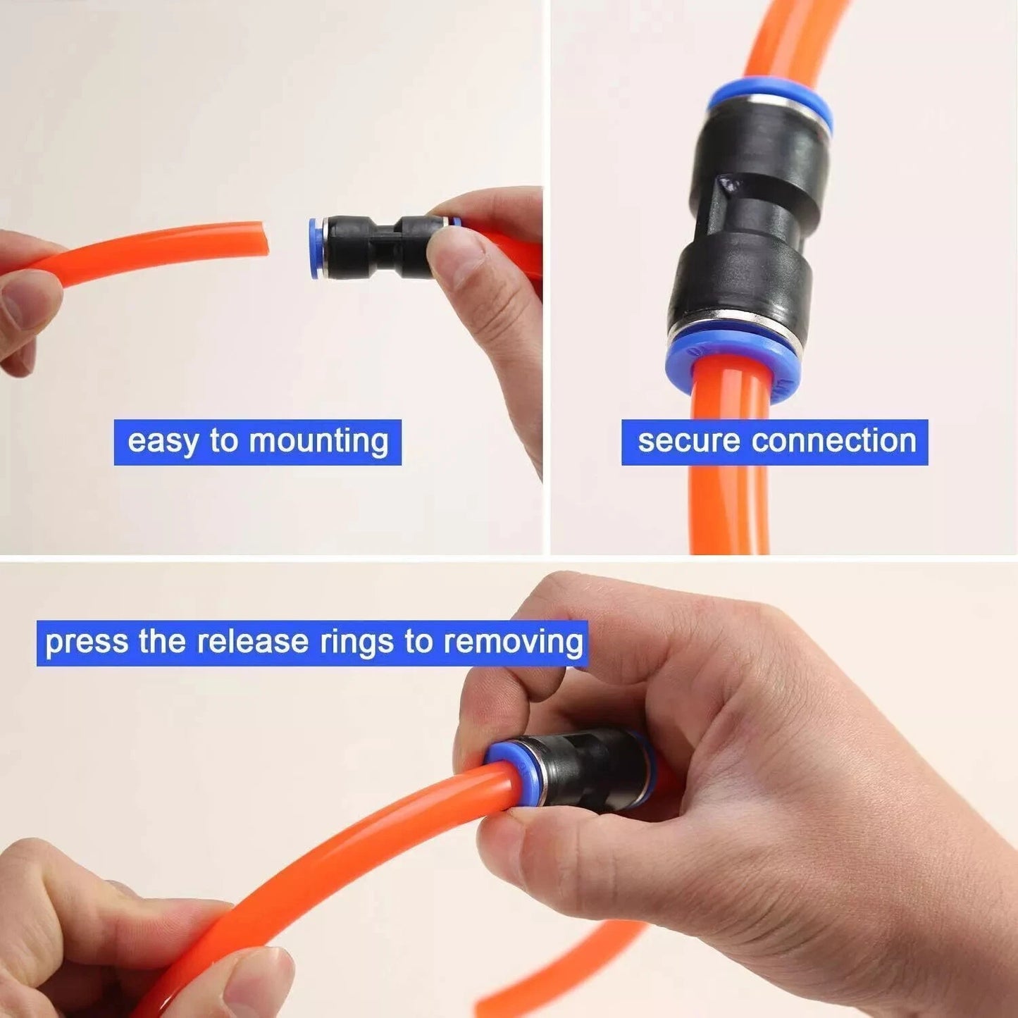 50Pcs Straight Push Connectors Pneumatic Connect Fittings Air Line Quick Hose