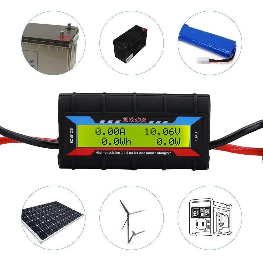 200A Digital LCD Amp Watt Meter Power Analyser Solar Caravan+ Anderson Plug