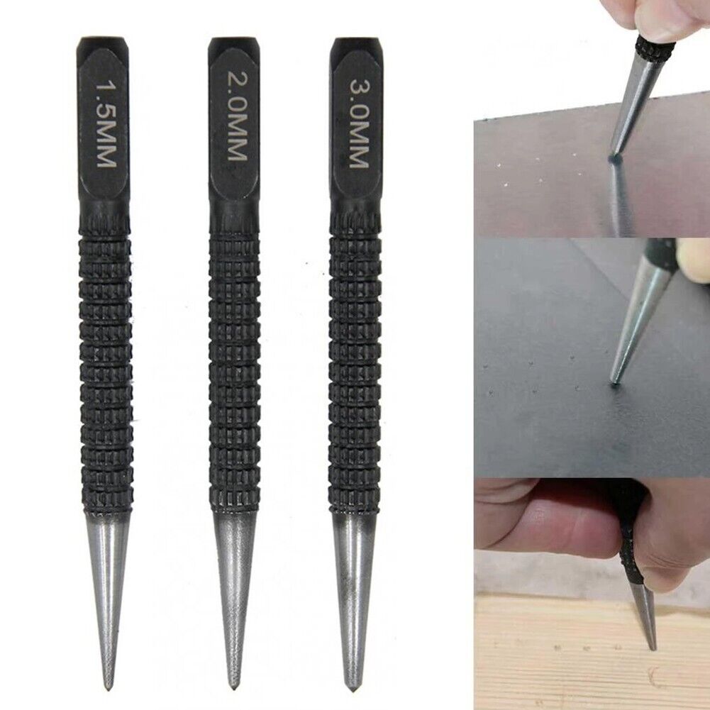 3pcs Marking Center Punch 1.5/2/3mm Adjustable Drilling Hand Tools Non-Slip