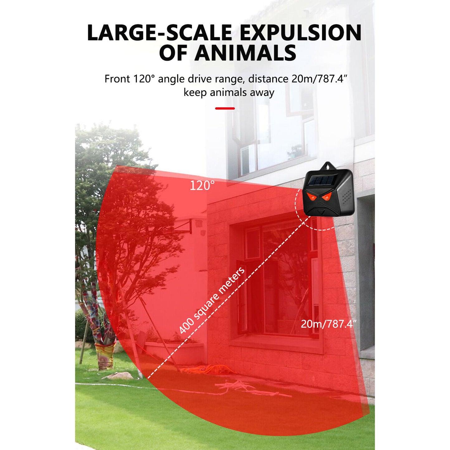 2pcs Solar Animals Repeller Red LED Nocturnal Predator Deterrent Lights Devices