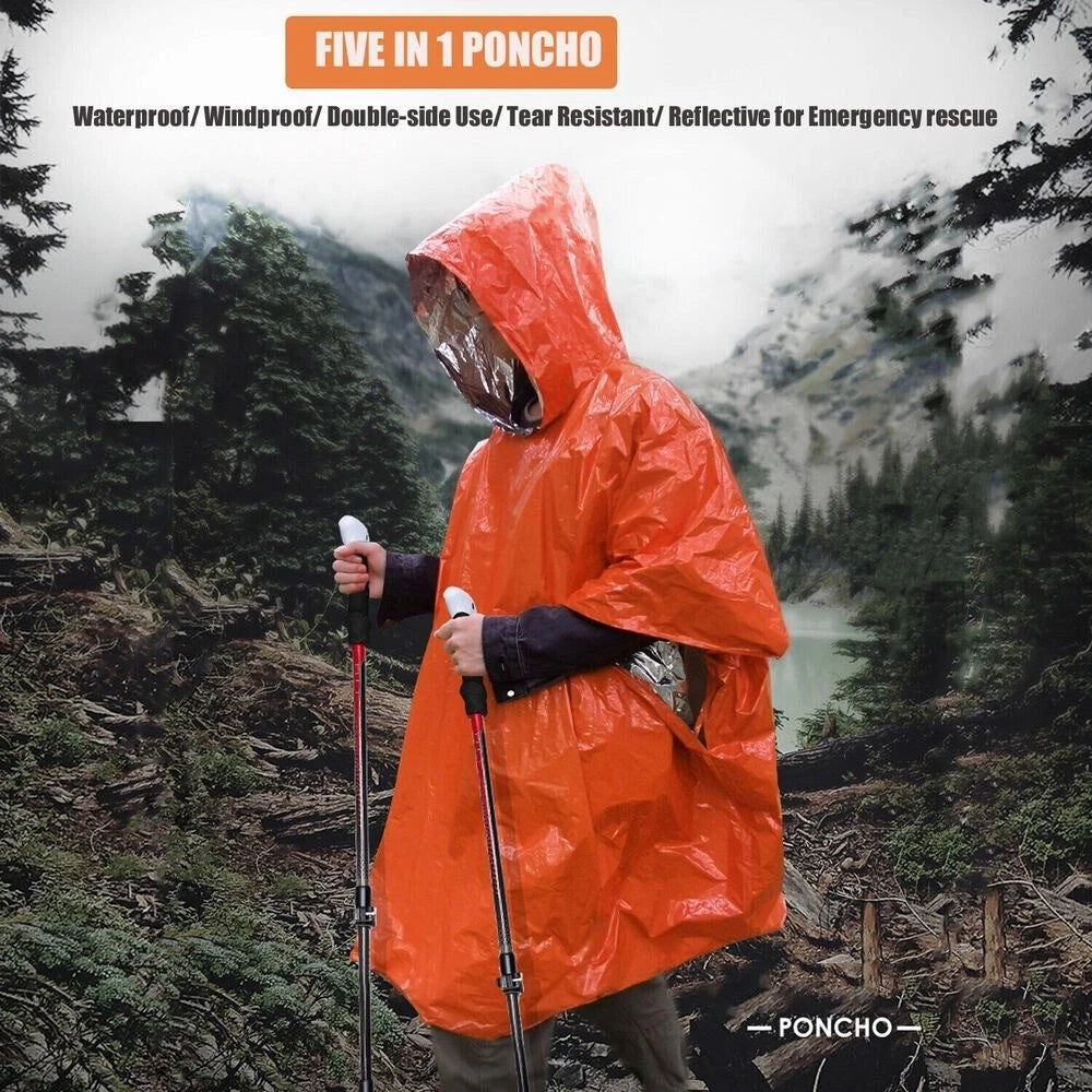 Survival Poncho Emergency Raincoat Cloak Travel