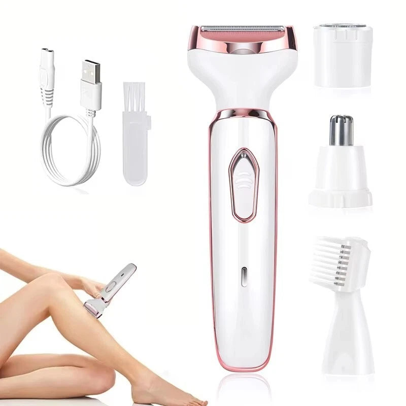 4 IN 1 Women's Electric Painless Shaver Leg Face Hair Removal Lady Razor Trimmer