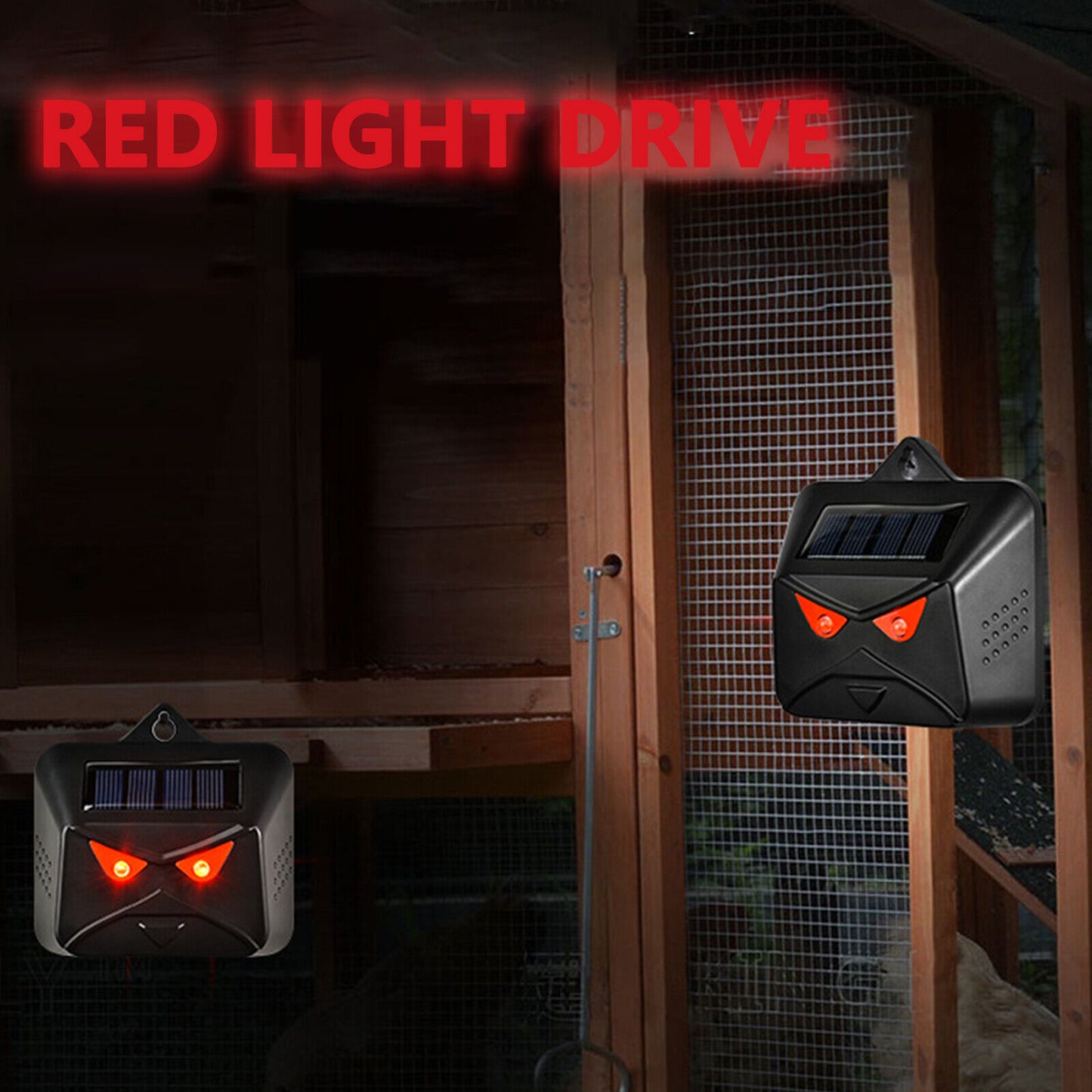 2pcs Solar Animals Repeller Red LED Nocturnal Predator Deterrent Lights Devices