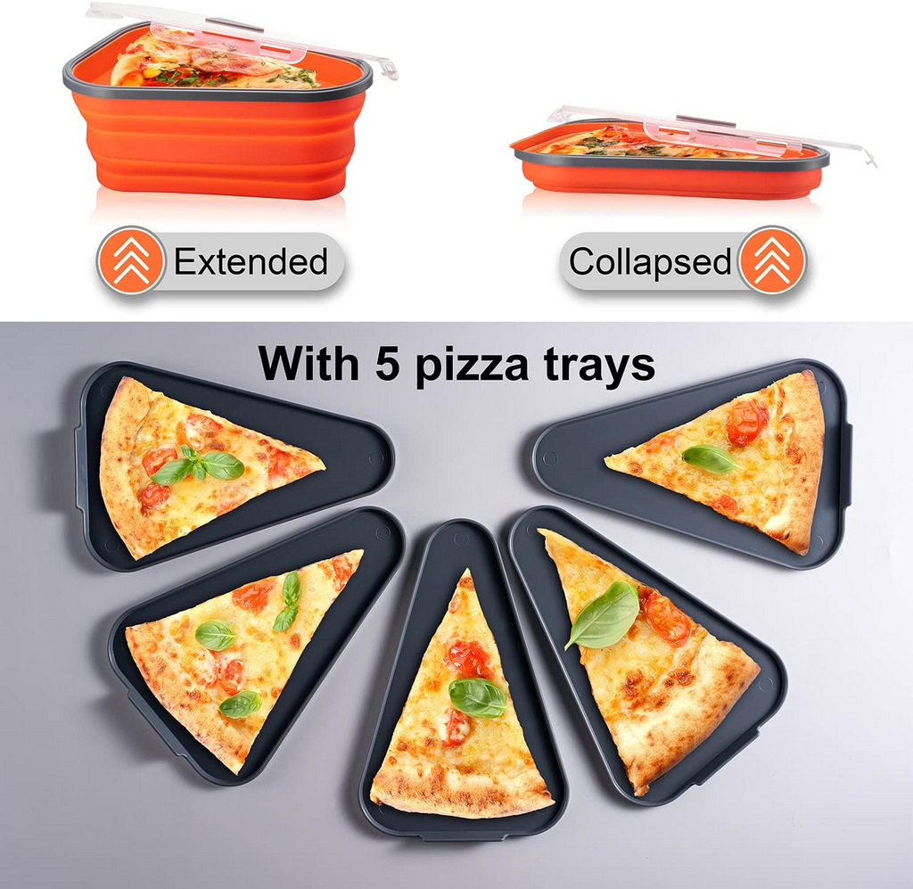 Pizza Storage Reusable Silicone Pizza Box Collapsible Triangular Pizza Storage Conta