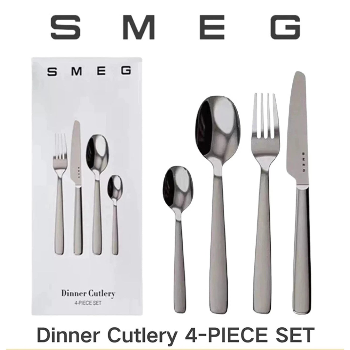 SMEG 4 Piece Western Tableware Set with Knife Spoon Fork Stainless Steel Set