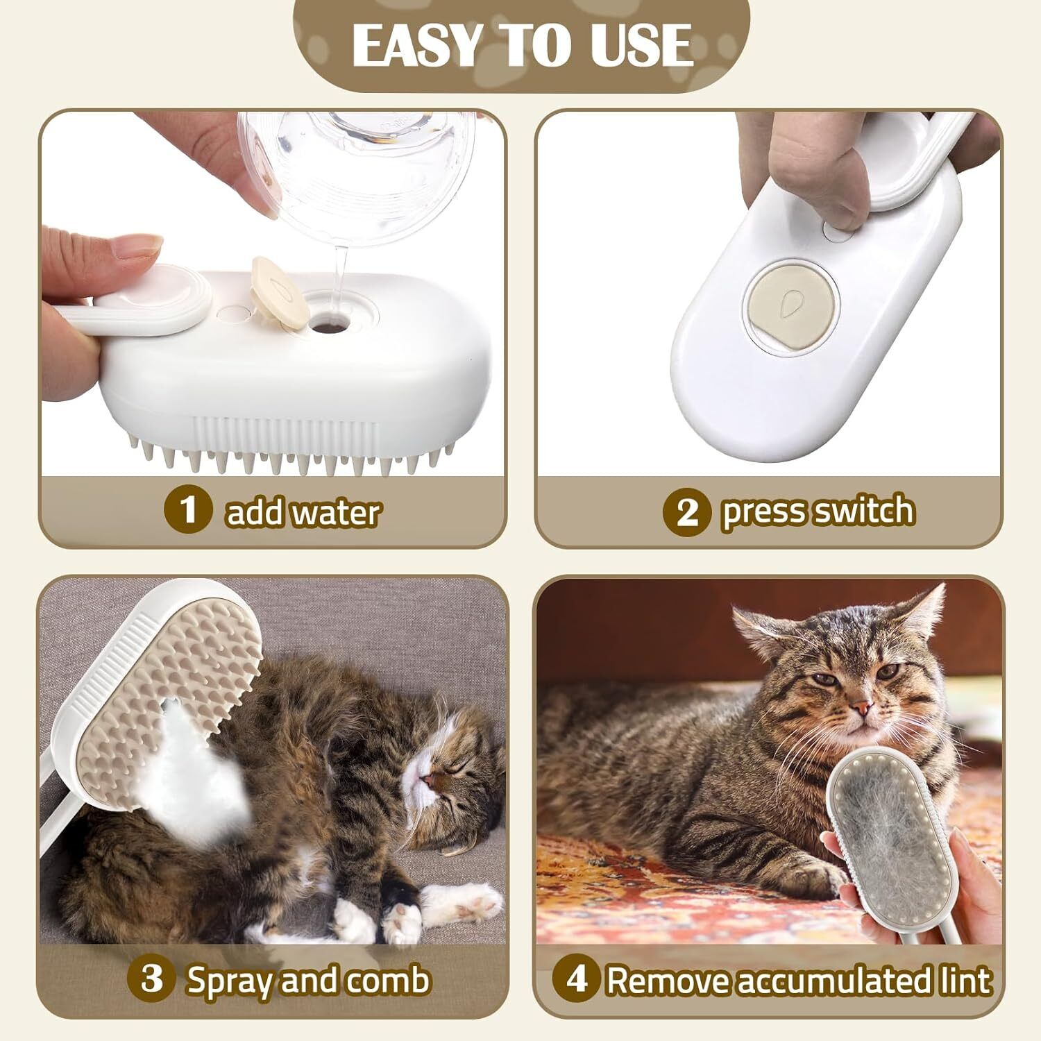 3 in 1 Cat Steam Brush Pet Grooming Dog Brush Electric Spray Massage Steamy
