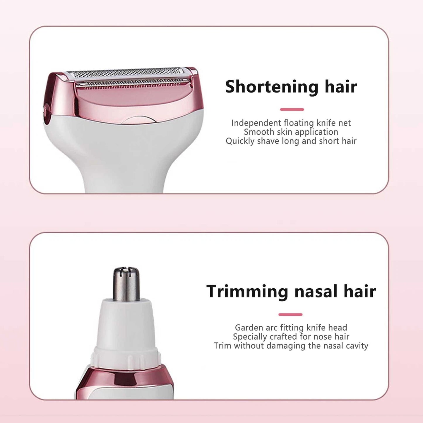 4 IN 1 Women's Electric Painless Shaver Leg Face Hair Removal Lady Razor Trimmer