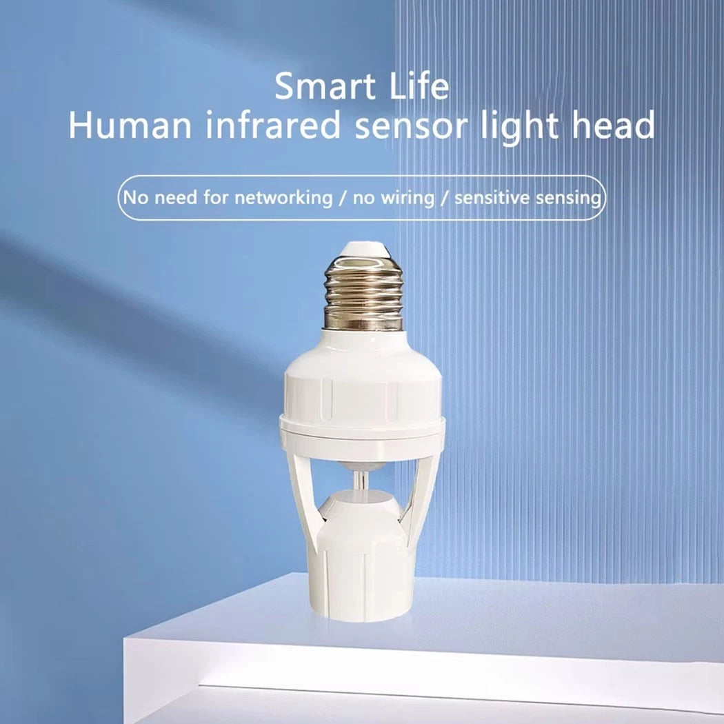E27 PIR Motion Sensor Light Bulb Holder Adapter 360° Auto On Off