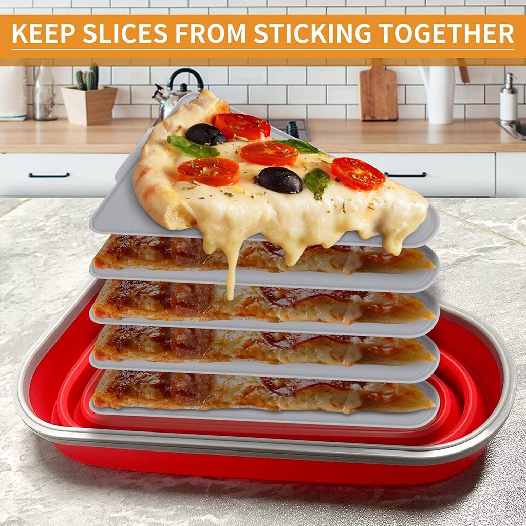 Pizza Storage Reusable Silicone Pizza Box Collapsible Triangular Pizza Storage Conta