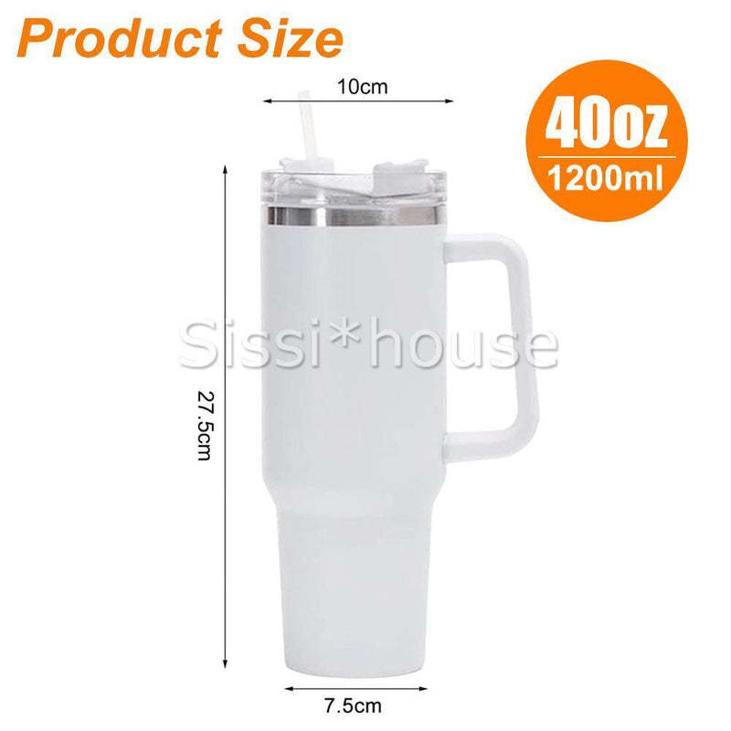 For Stanley Cup 40oz Dupe Straw Lid Insulated Stainless Water Bottle Tumbler