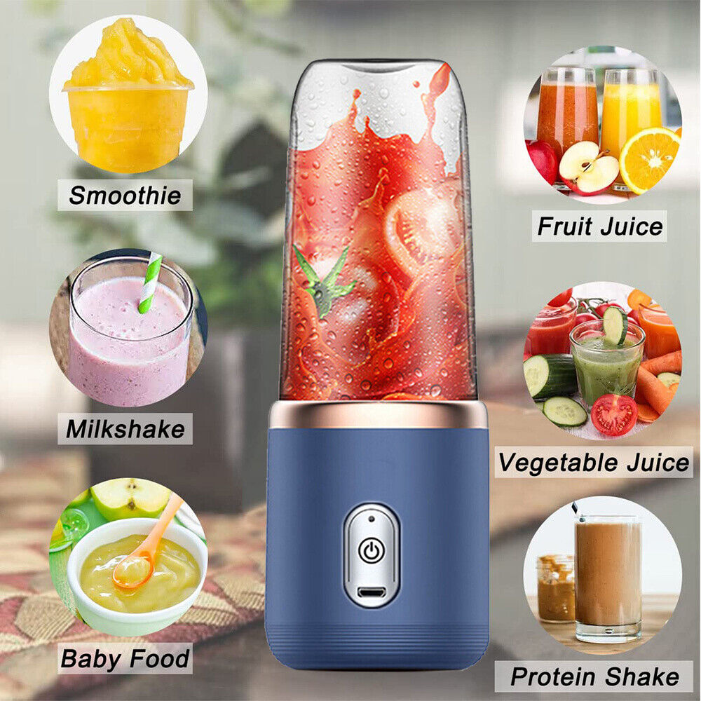 Portable Electric Fruit Juicer Smoothie Blender Rechargeable USB Travel Bottle