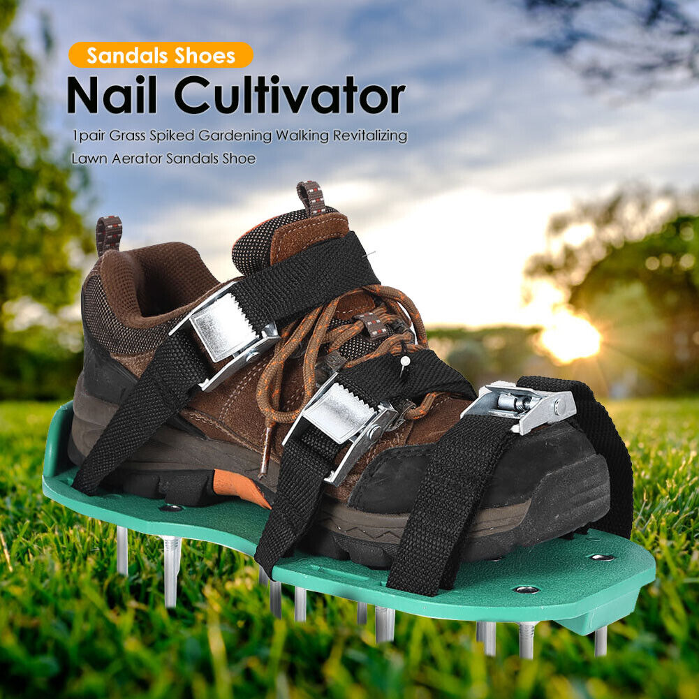 1 Pair Garden Yard Grass Cultivator Scarification Lawn Aerator Sandal Nail Shoes