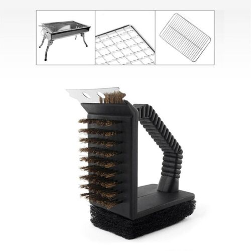 CLEARANCE- Barbecue Brush 3 in 1 Grill Cleaner BBQ Tools Brass Bristles Scraper Scourer