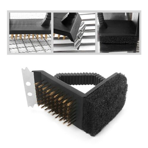 CLEARANCE- Barbecue Brush 3 in 1 Grill Cleaner BBQ Tools Brass Bristles Scraper Scourer