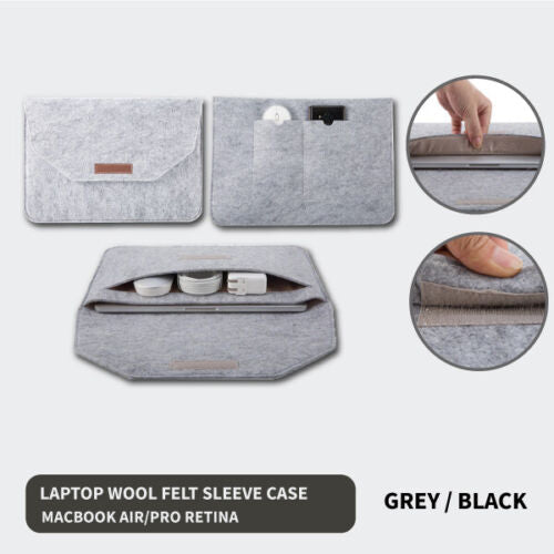 Laptop Wool Felt Sleeve Case Cover Bag Pouch for Apple MacBook Air Pro Retina
