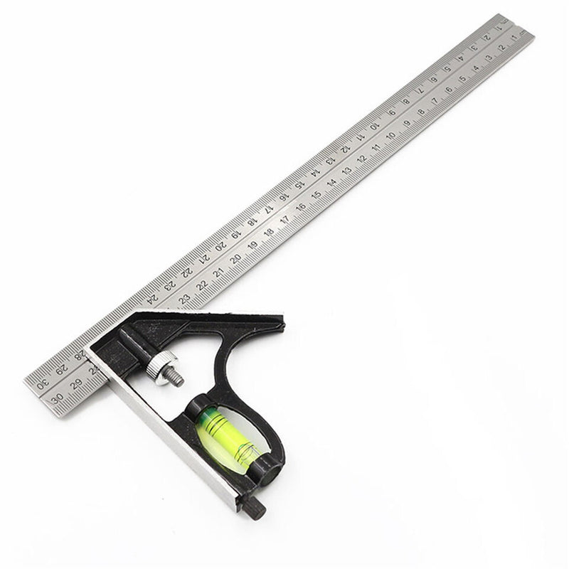 30cm Adjustable Measure Combination Angle Square Type A Ruler Spirit Level 12"