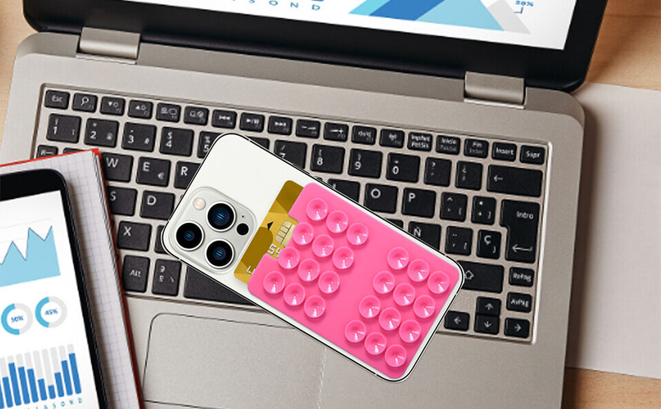 CLEARANCE- Suction Card Holder for Phone Adhesive Cellphone Card Mount Powerful Adsorption