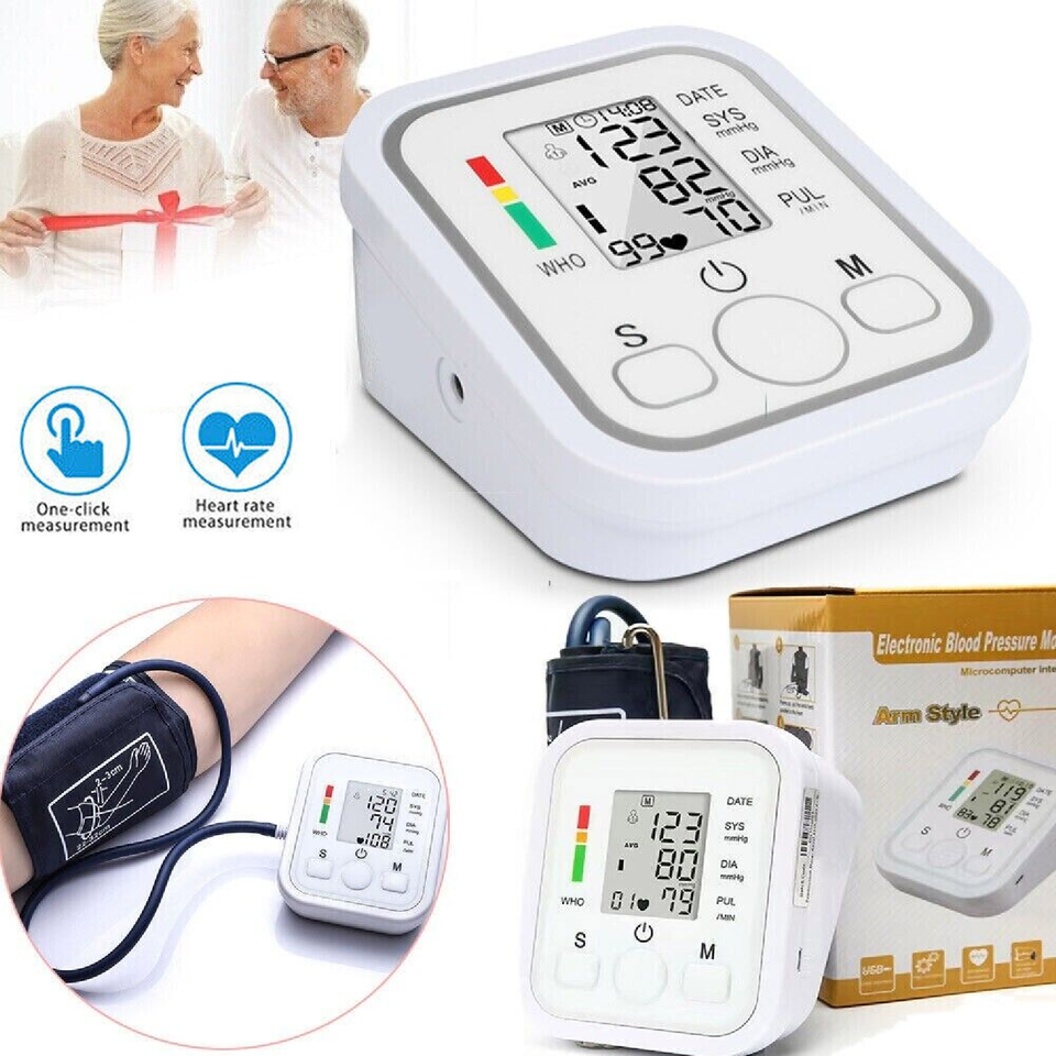 Digital Blood Pressure Monitor Upper Arm BP Machine Heart Rate Monitor