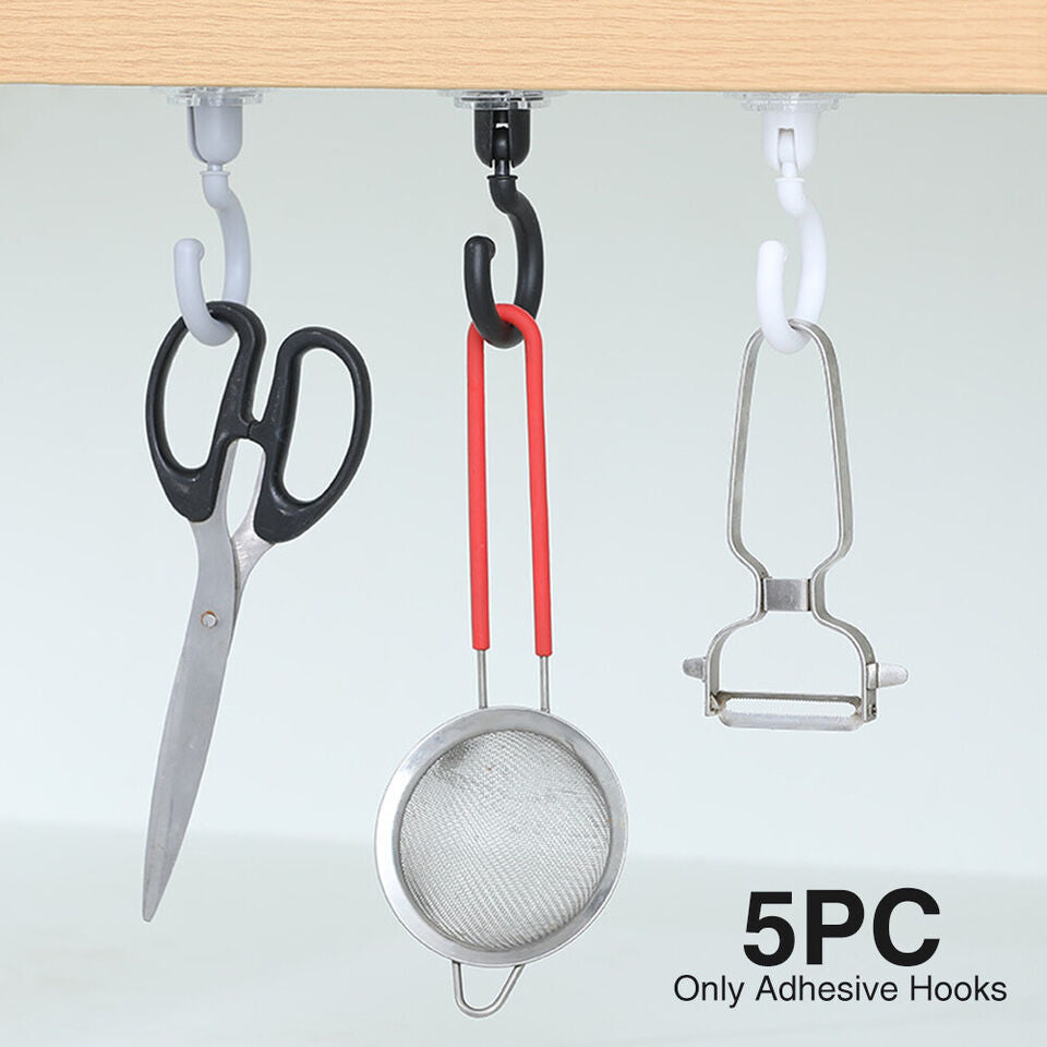 CLEARANCE- 5PCS 360 Rotation For Hanging No Drilling Coat Clothes Wall Mount Hook