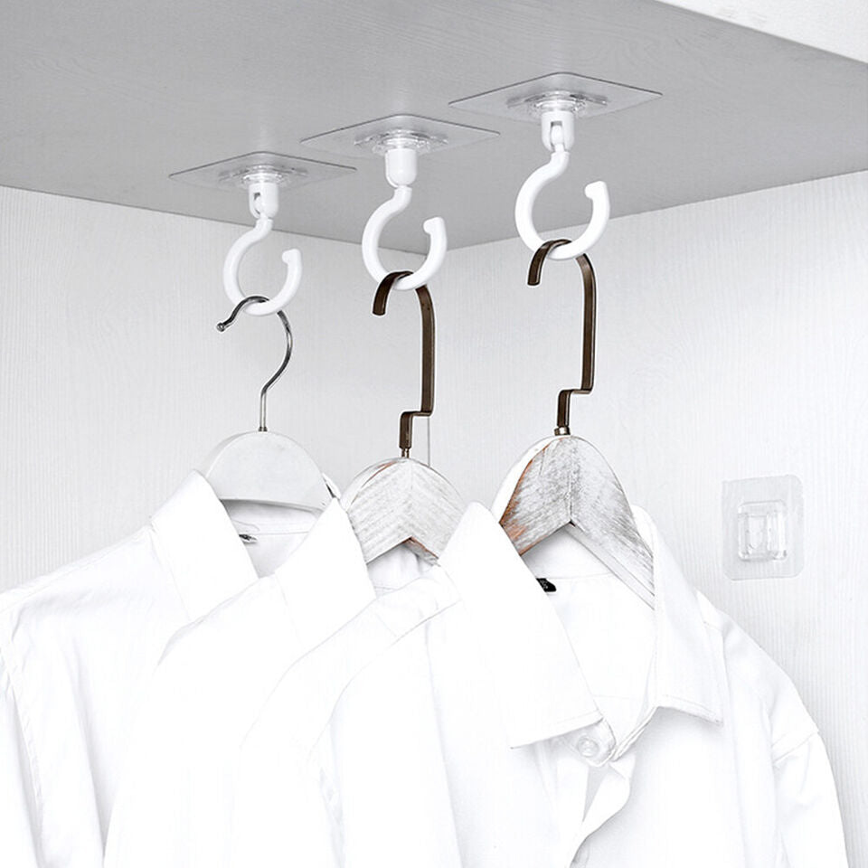 CLEARANCE- 5PCS 360 Rotation For Hanging No Drilling Coat Clothes Wall Mount Hook