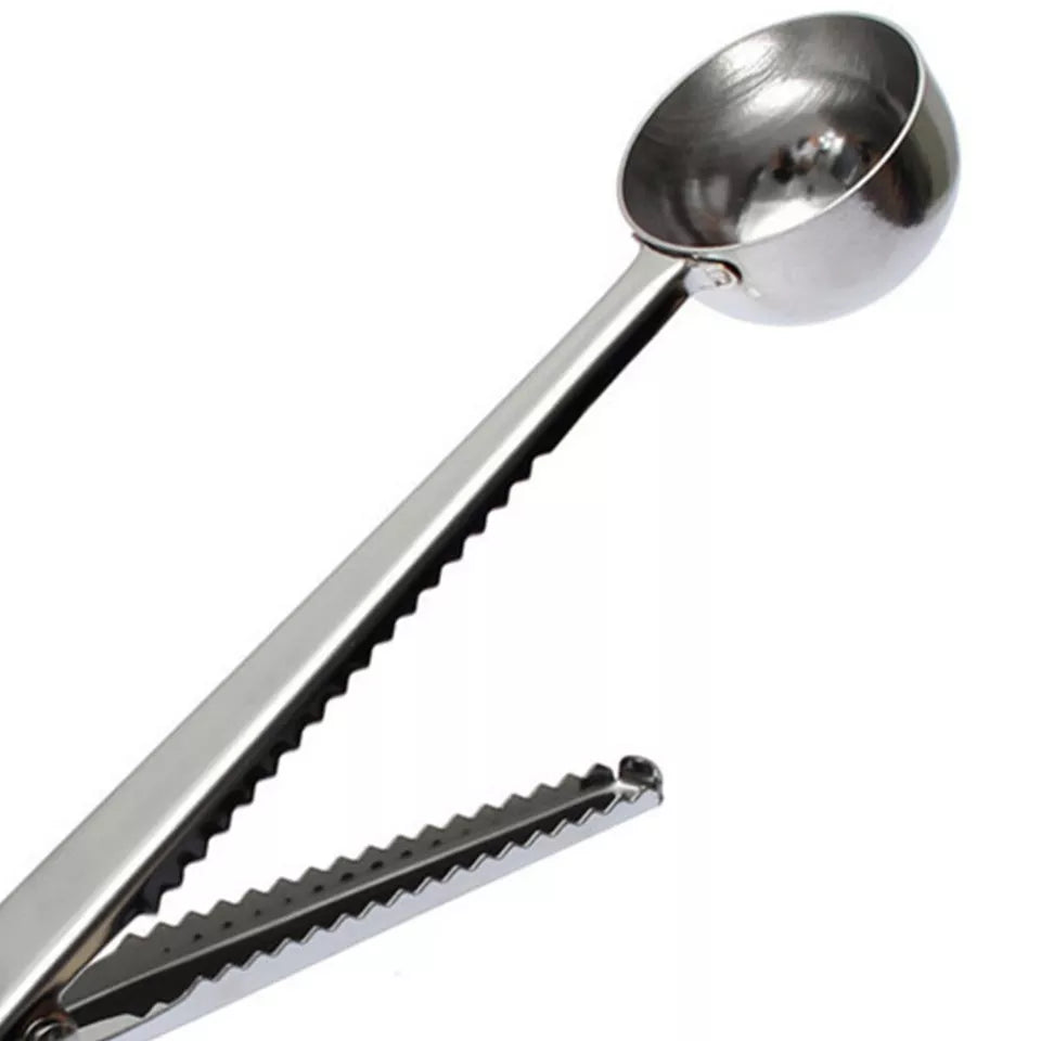 CLEARANCE- 2IN1 Coffee Scoop Spoon Stainless Steel With Clip Tea Measuring