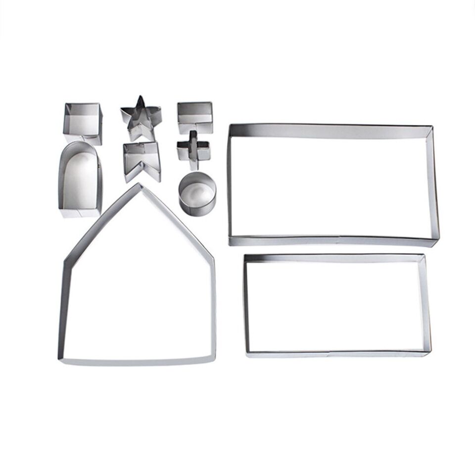CLEARANCE- 10Pc 3D Gingerbread House Cookie Cutter Stainless Steel Christmas Biscui