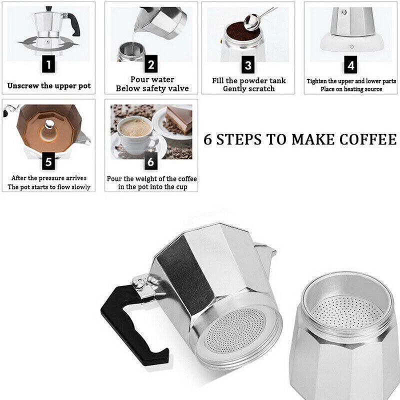 150ML Stove Top Italian Coffee Maker Moka Pot Espresso Latte Percolator