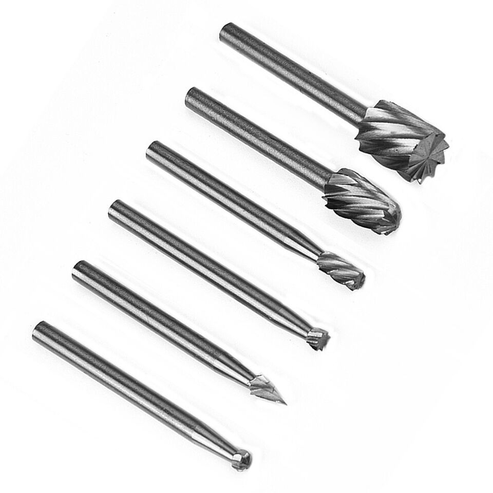 6pc HSS Router Drill Bits Rotary Burrs Tool For Wood Metal Carving Milling