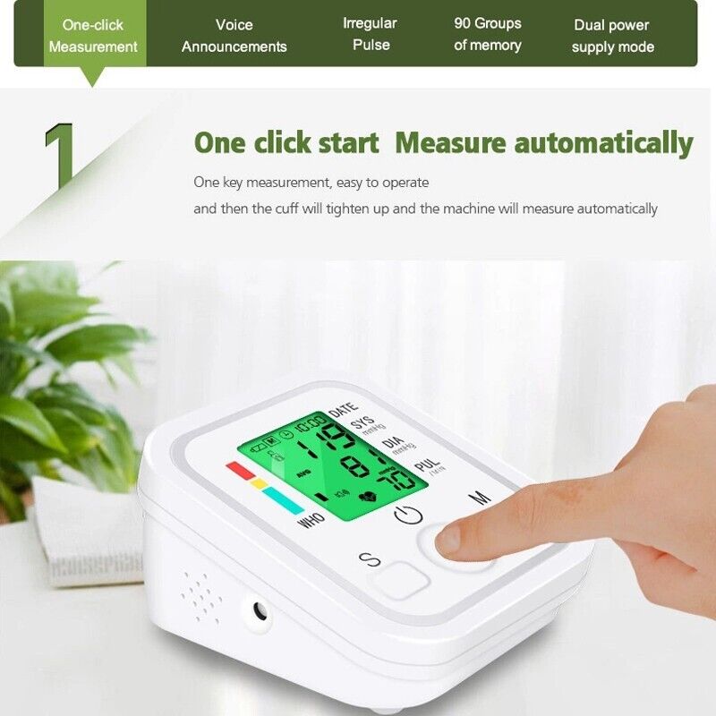 Digital Blood Pressure Monitor Upper Arm BP Machine Heart Rate Monitor