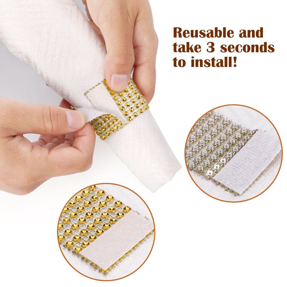 CLEARANCE- 50PCS Diamond Napkin Rings Chairs Buckles Holder Rhinestone Wedding Table Decor