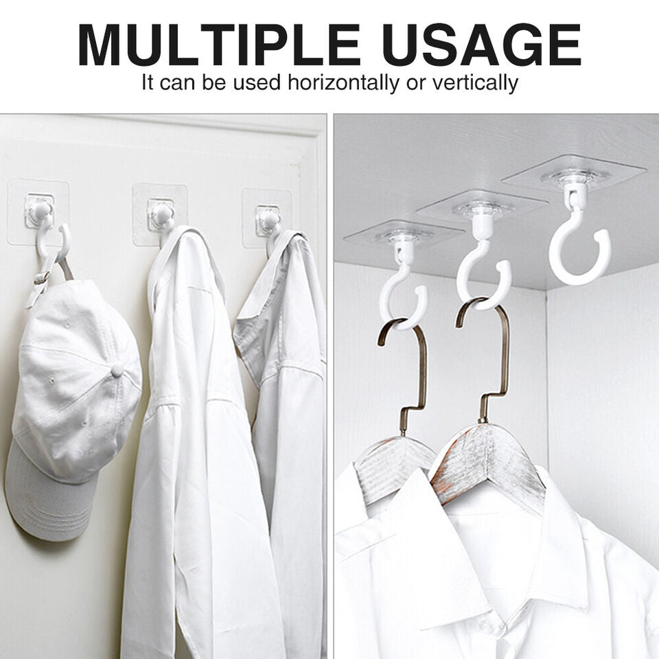 CLEARANCE- 5PCS 360 Rotation For Hanging No Drilling Coat Clothes Wall Mount Hook
