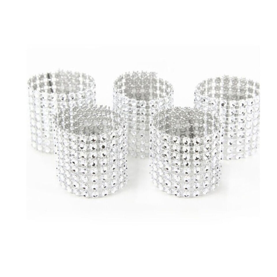 CLEARANCE- 50PCS Diamond Napkin Rings Chairs Buckles Holder Rhinestone Wedding Table Decor