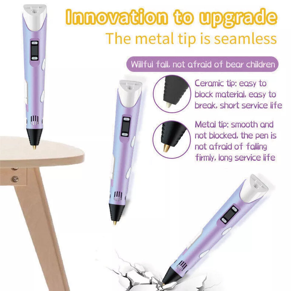 CLEARANCE- 3D Printing Pen Drawing Pen Printer LCD Screen with Free Filaments