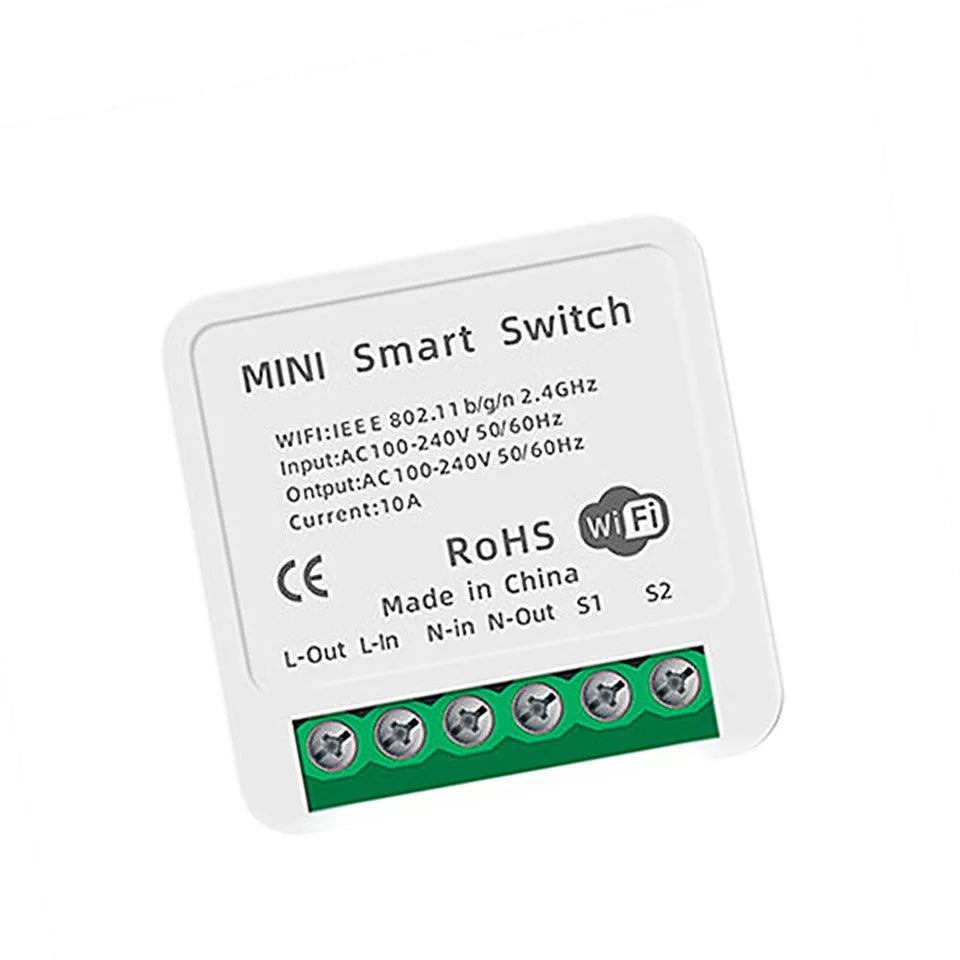 Smart Light Switch Mini Smart WiFi Light Switch 16 Amp Mini Module Work for APP/Alexa/Google H ...