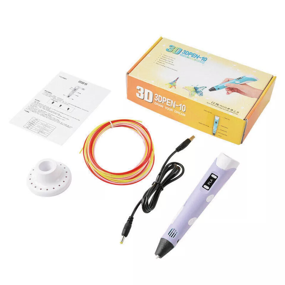 CLEARANCE- 3D Printing Pen Drawing Pen Printer LCD Screen with Free Filaments
