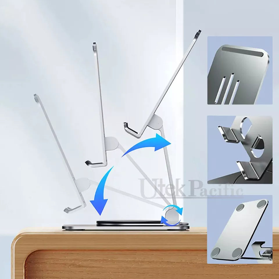 360 Rotating Adjustable Folding Desk Desktop Cell Phone Tablet Stand Holder