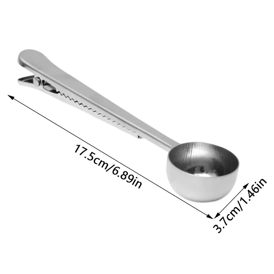 CLEARANCE- 2IN1 Coffee Scoop Spoon Stainless Steel With Clip Tea Measuring
