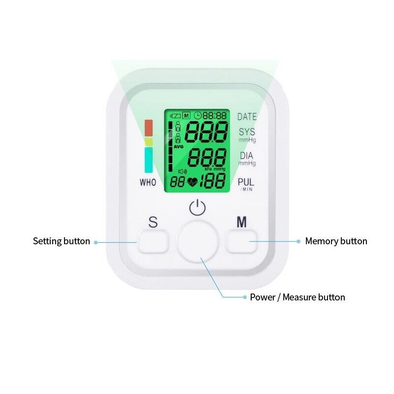 Digital Blood Pressure Monitor Upper Arm BP Machine Heart Rate Monitor
