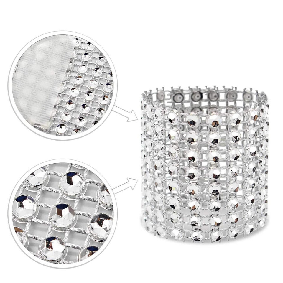 CLEARANCE- 50PCS Diamond Napkin Rings Chairs Buckles Holder Rhinestone Wedding Table Decor
