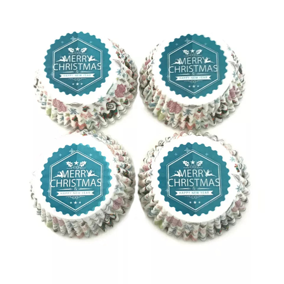 CLEARANCE- 100PCS Baking Liners Cups Snowman Cupcake Wrappers Christmas Party