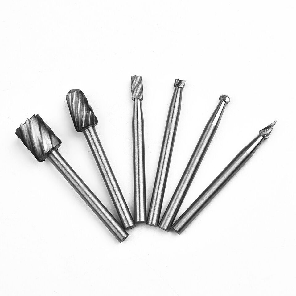 6pc HSS Router Drill Bits Rotary Burrs Tool For Wood Metal Carving Milling
