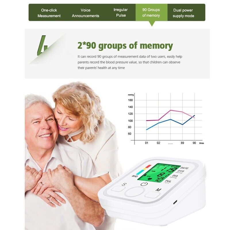 Digital Blood Pressure Monitor Upper Arm BP Machine Heart Rate Monitor