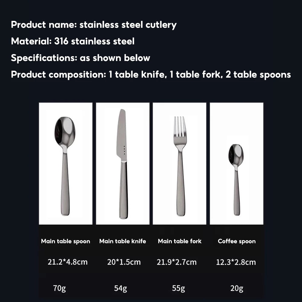 SMEG 4 Piece Western Tableware Set with Knife Spoon Fork Stainless Steel Set