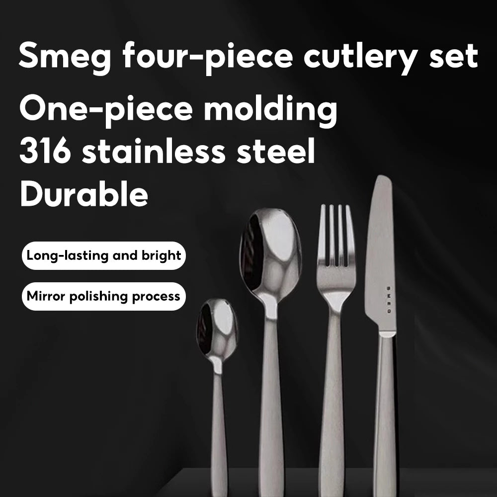 SMEG 4 Piece Western Tableware Set with Knife Spoon Fork Stainless Steel Set