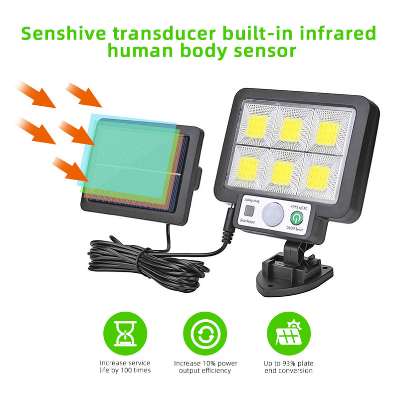 72 COB Solar Motion Sensor Light Outdoor Garden Wall Street Security Flood Lamp