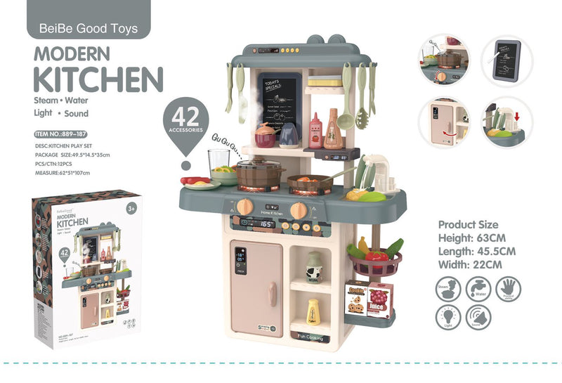 63CM Simulated Kitchen CookinPlayset Toddlers Play Pretend Cookware Toy Set