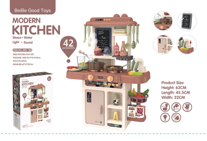 63CM Simulated Kitchen CookinPlayset Toddlers Play Pretend Cookware Toy Set