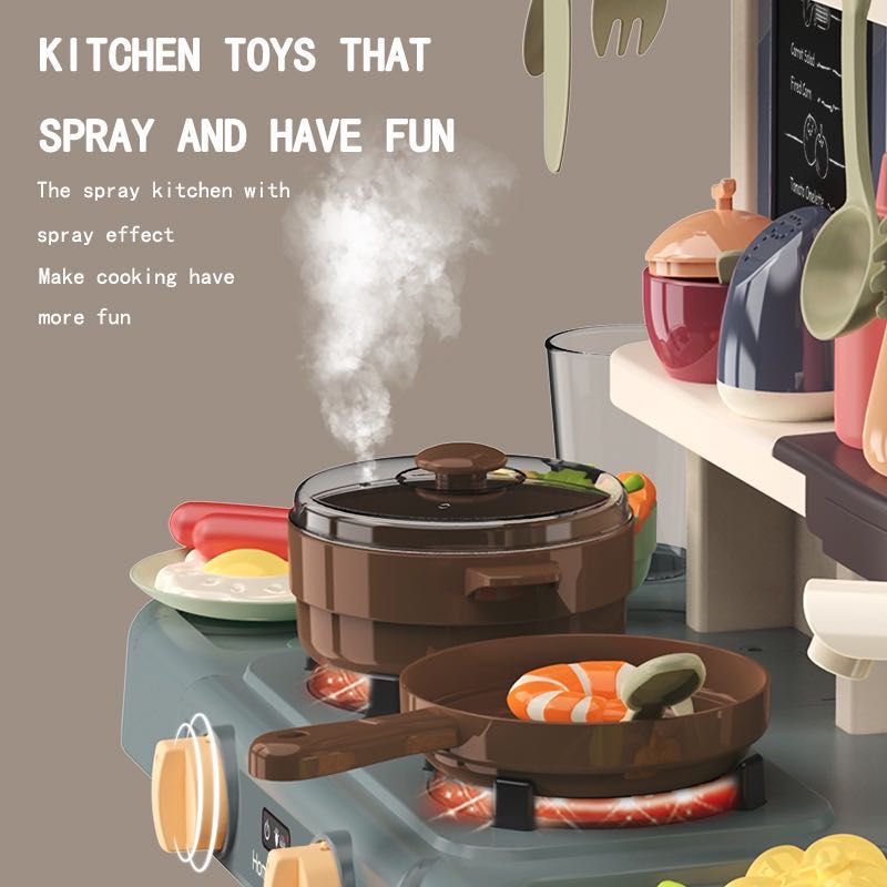 63CM Simulated Kitchen CookinPlayset Toddlers Play Pretend Cookware Toy Set