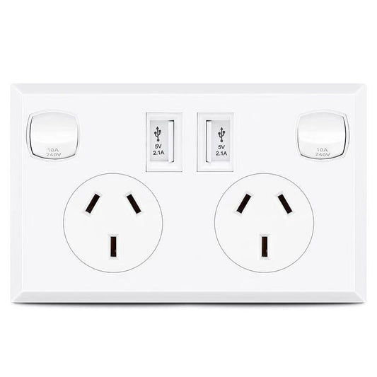 Dual USB Wall Power Supply Socket SAA Approval